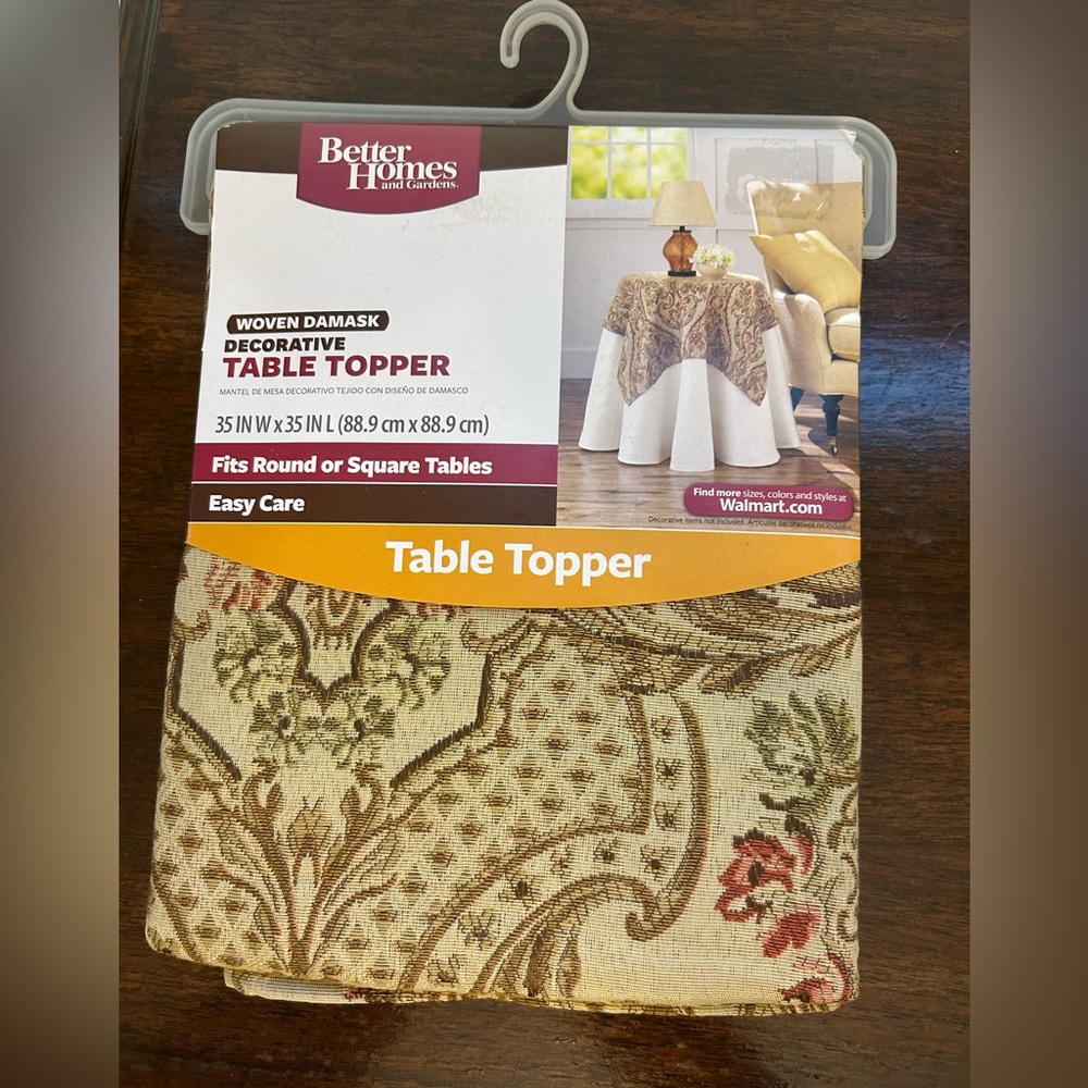 Better Homes And Gardens Woven Damask Table Topper Cream and Brown Tapestry NWT